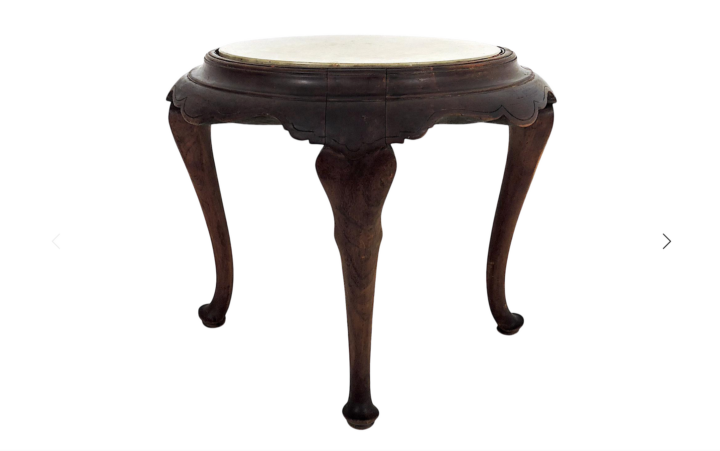 18th Century Queen Anne Marble Topped Round Side Table or Pedestal / Stand