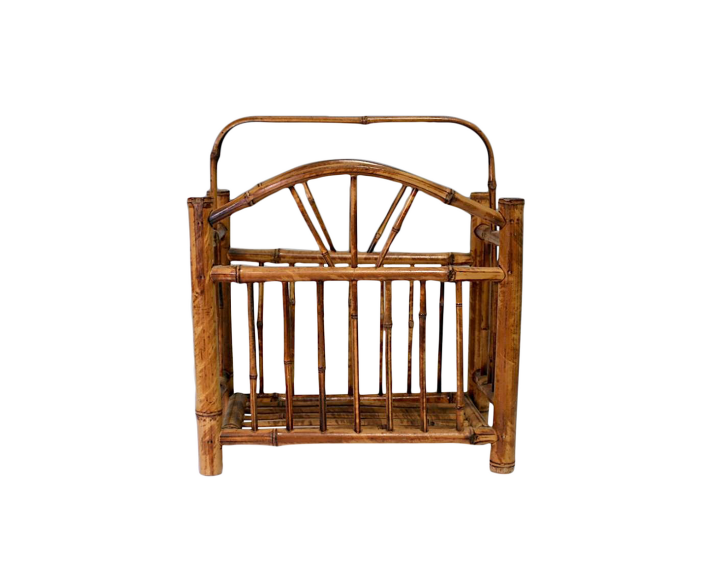 Vintage Faux Tortoise Shell Bamboo Canterbury / Magazine Rack