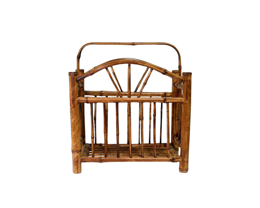 Vintage Faux Tortoise Shell Bamboo Canterbury / Magazine Rack