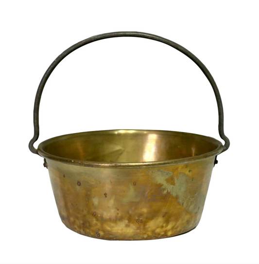 Rustic Brass Bucket or Pail / Planter With Iron Handle