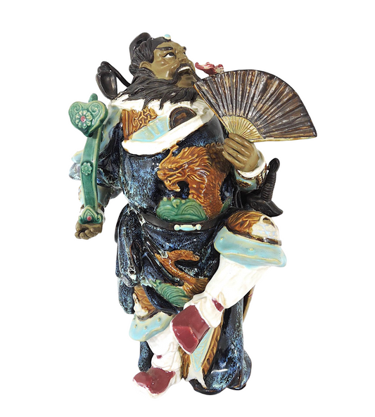 Magnificent Vintage Chinese Ceramic Figure of 'Zhong Kui' Demon Vanquisher, Shiwan Pottery 18"