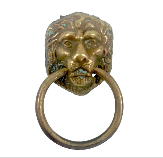 1940's Antique Cast Bronze Brass Lion Ring Pulls