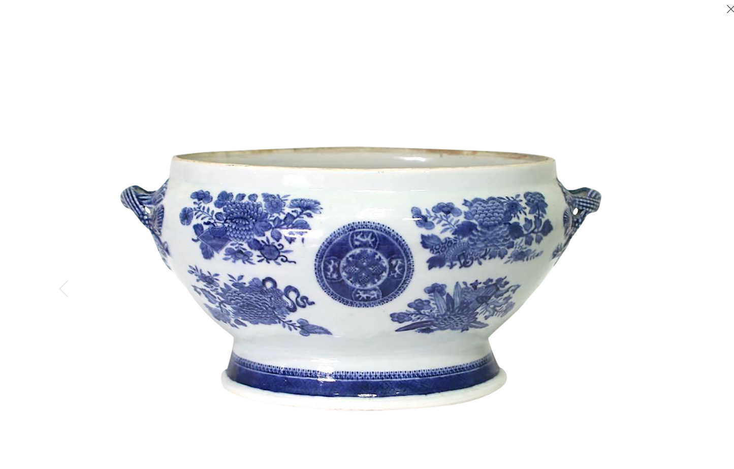 Antique Fitzhugh Pattern Chinese Blue & White Porcelain Export Planter