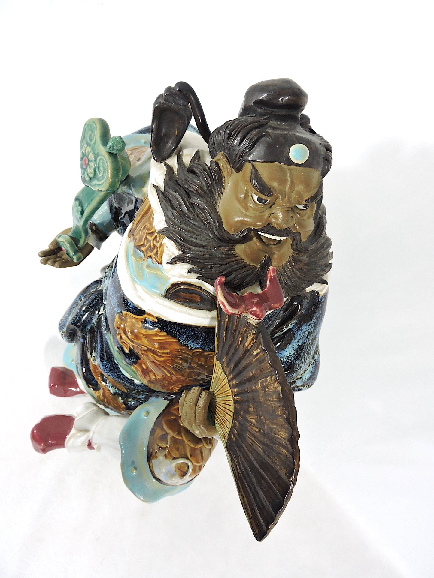 Magnificent Vintage Chinese Ceramic Figure of 'Zhong Kui' Demon Vanquisher, Shiwan Pottery 18"