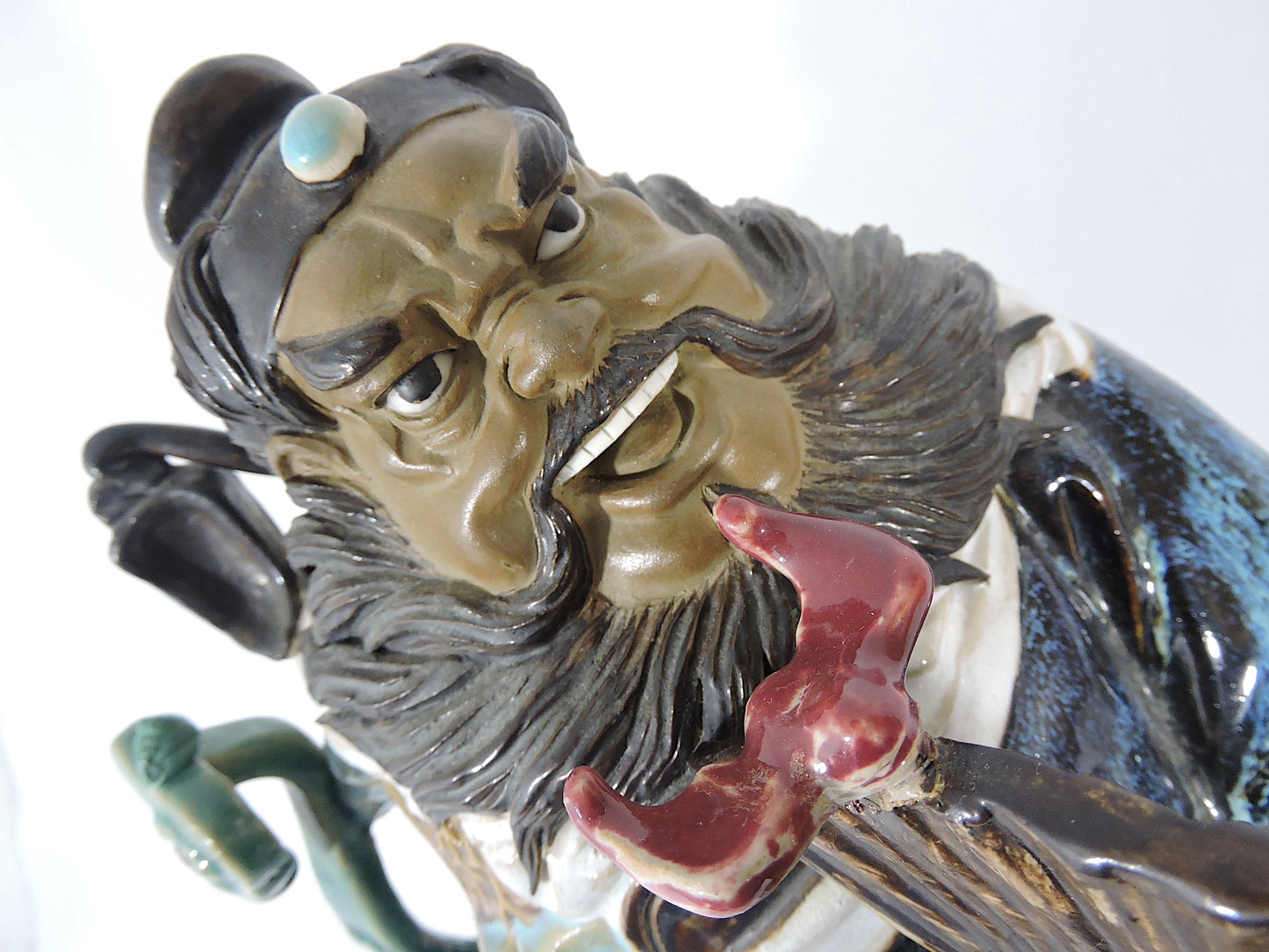 Magnificent Vintage Chinese Ceramic Figure of 'Zhong Kui' Demon Vanquisher, Shiwan Pottery 18"