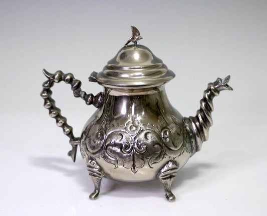 Antique Middle Eastern Silver Plate Repouse Tea Pot