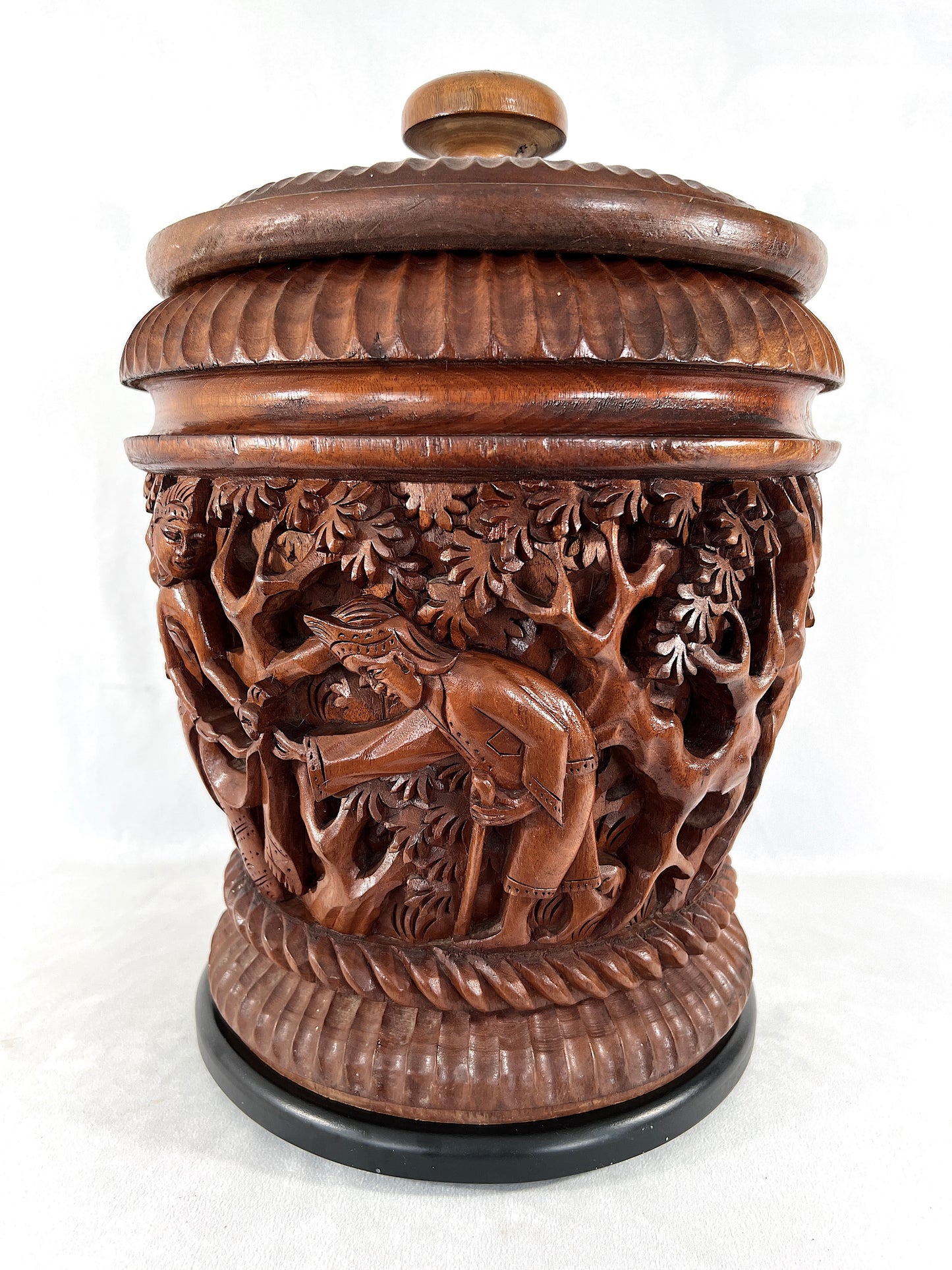 Large Hand Carved Teak Wood Storage Container or Box - the Ramayana Story