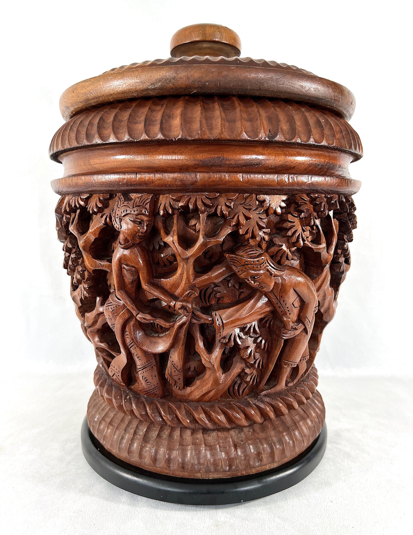 Large Hand Carved Teak Wood Storage Container or Box - the Ramayana Story