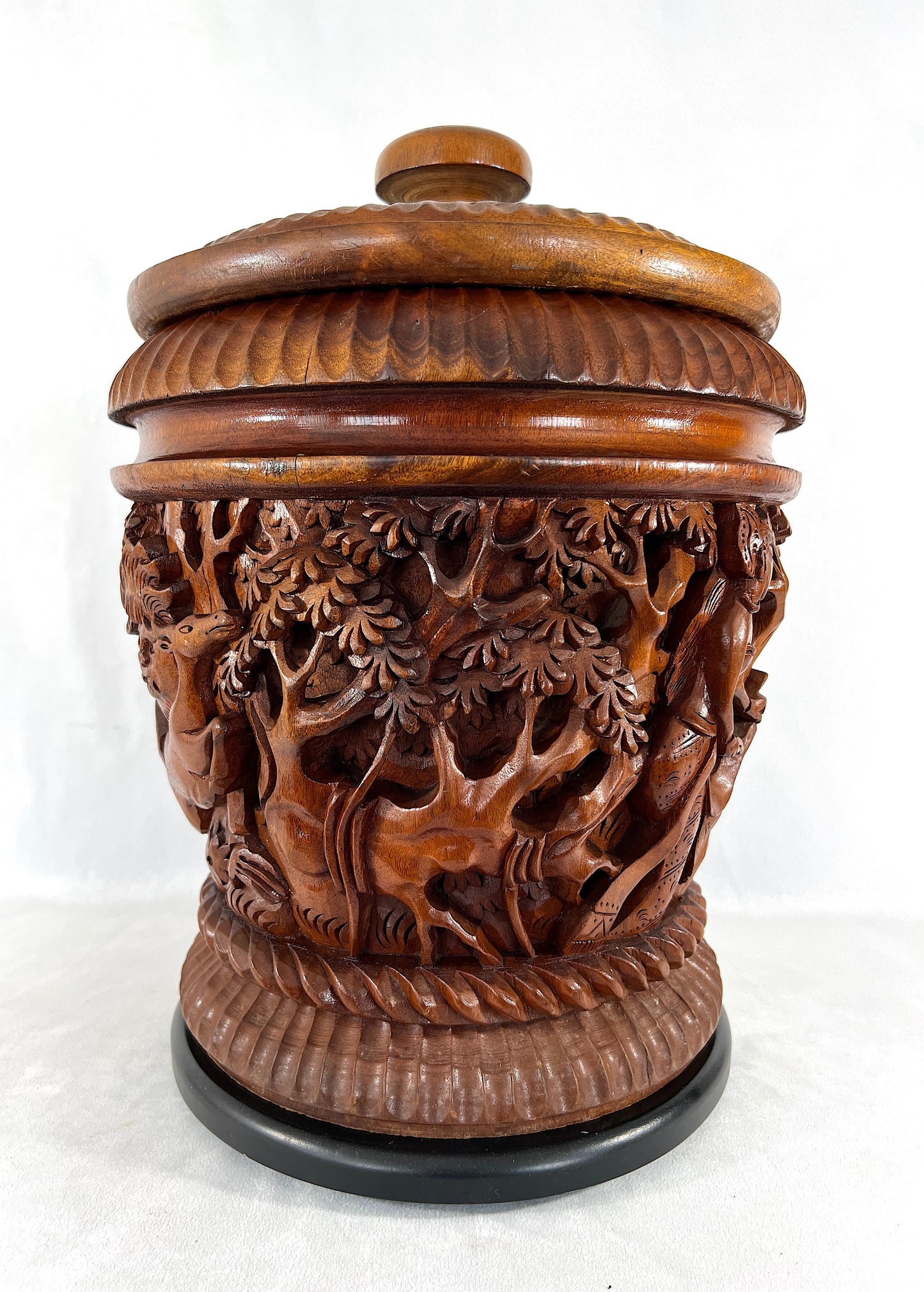 Large Hand Carved Teak Wood Storage Container or Box - the Ramayana Story