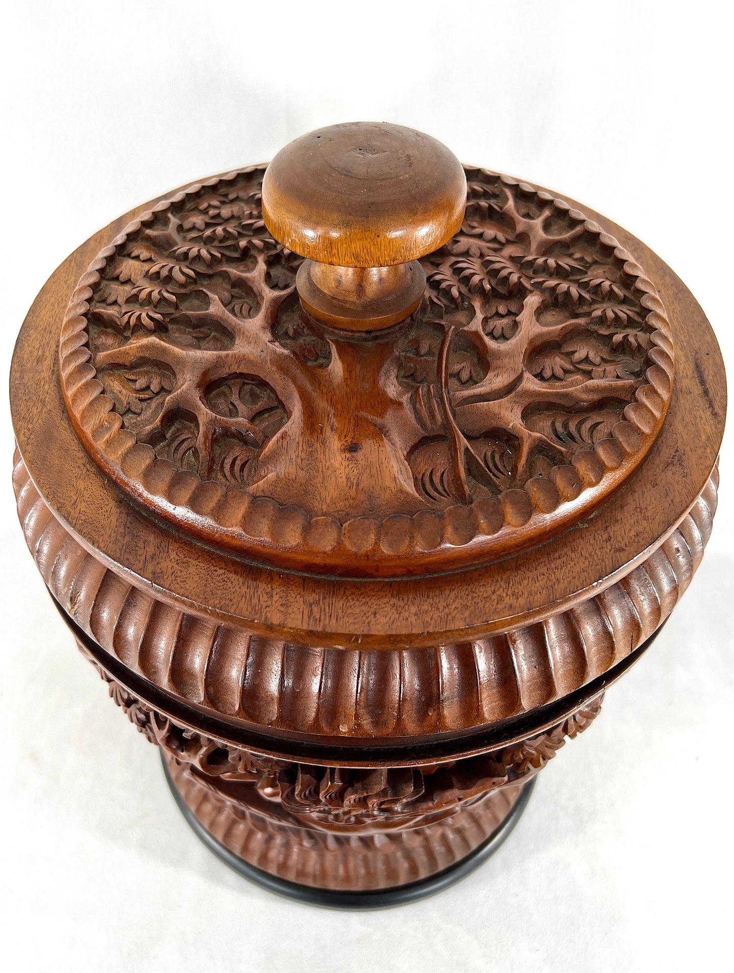 Large Hand Carved Teak Wood Storage Container or Box - the Ramayana Story