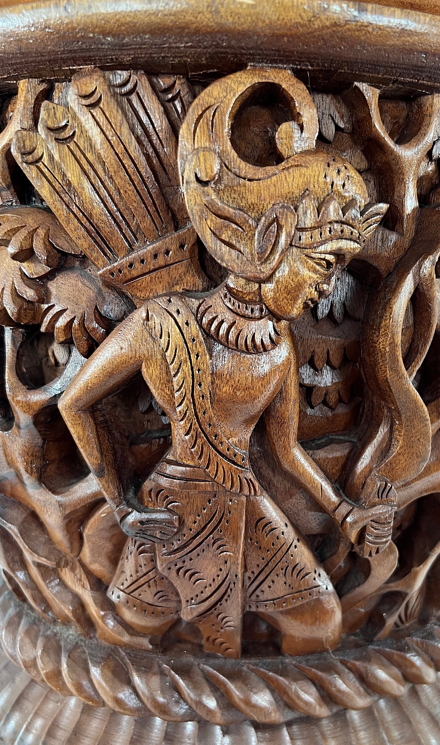 Large Hand Carved Teak Wood Storage Container or Box - the Ramayana Story