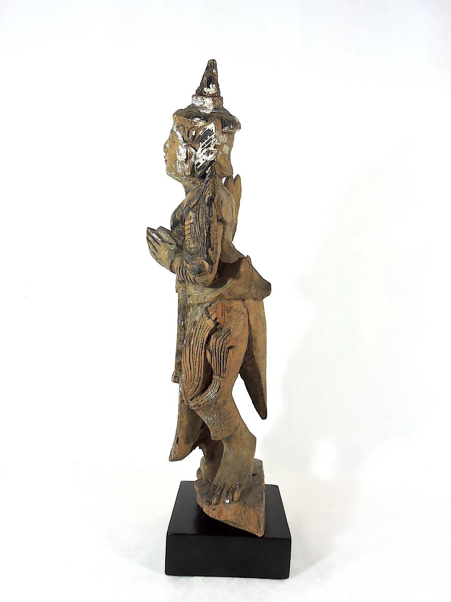 Late 19th Century Antique Wood 'Teppanom' Temple Angel Statue (Thailand)