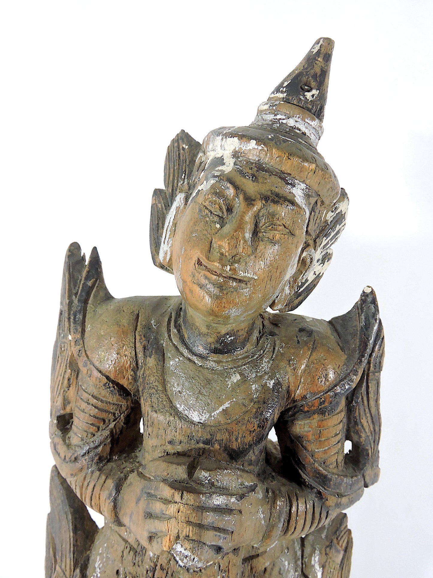 Late 19th Century Antique Wood 'Teppanom' Temple Angel Statue (Thailand)