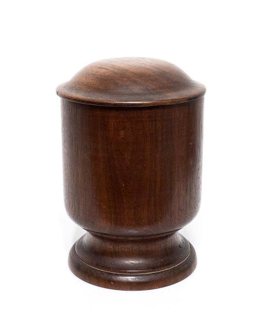 Antique Carved Walnut Tobacco Jar / Storage Box With Cover