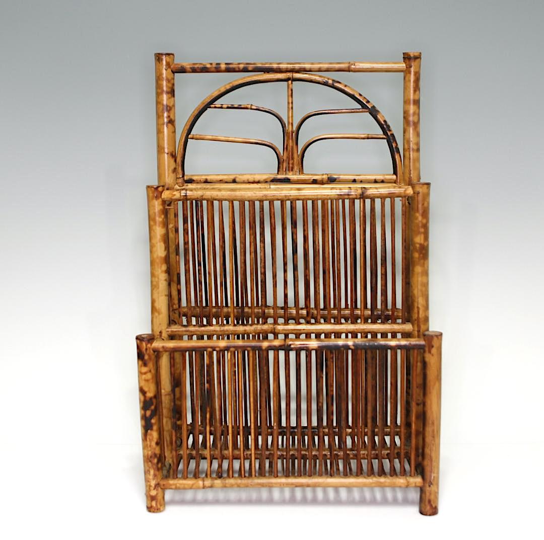 Vintage Hand Made (Tortoise) Burnt Golden Bamboo Magazine Rack