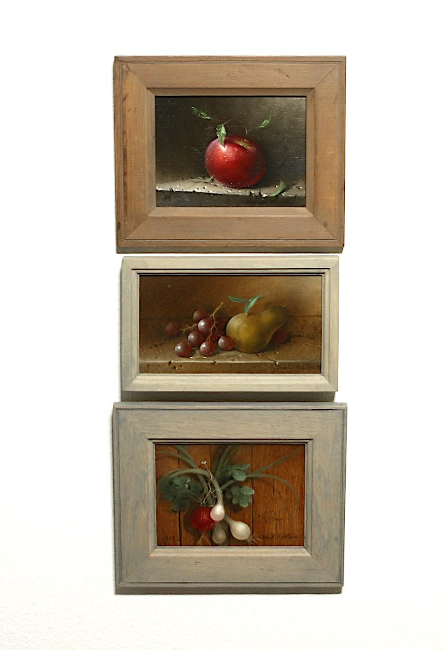 Trompe l'Oeil Still Life Framed Painting of Spring Onions & Radish by Donald F. Allan