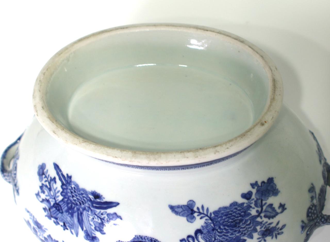 Antique Fitzhugh Pattern Chinese Blue & White Porcelain Export Planter