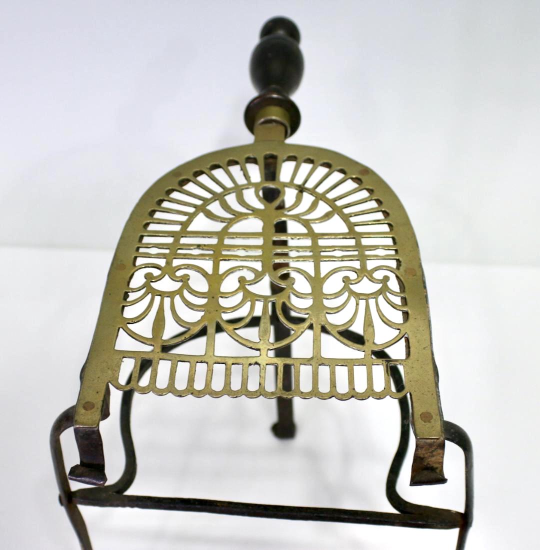 Early Antique Georgian Brass & Wrought-Iron Fireplace Trivet or Warming Grate